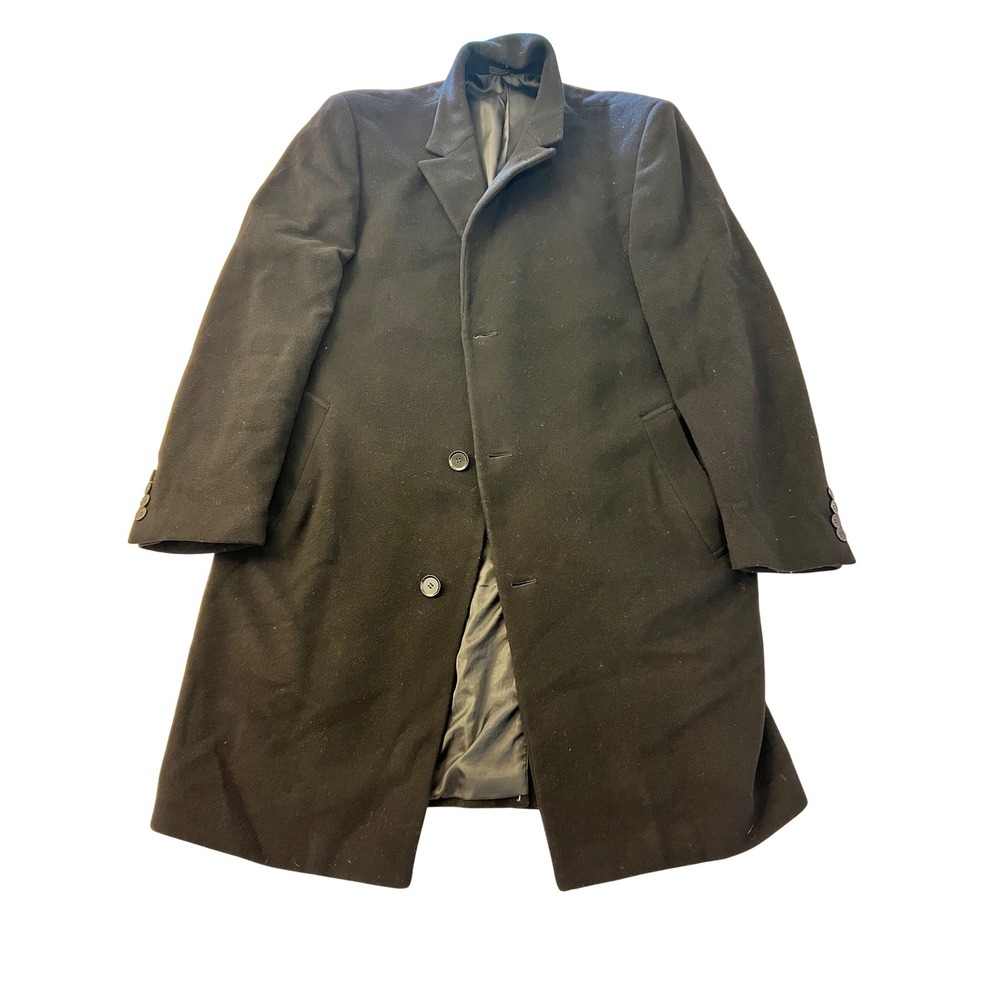 Chereskin Mens Piedmont Black Wool Cashmere Blend Overcoat Size 42L Long Coat